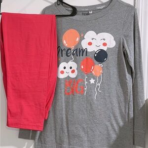 2 pcs Pajama set for girls women pink grey XS